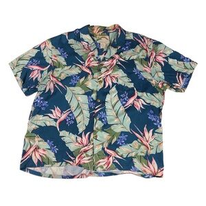 Vintage 80’s Paradise Found Shirt Floral Hawaiian Button Down Shirt Large L
